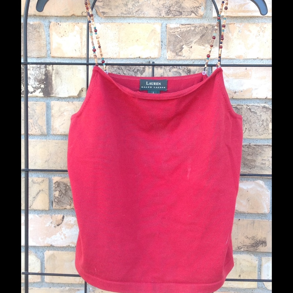 Ralph Lauren Cotton Tank w/Beaded Straps